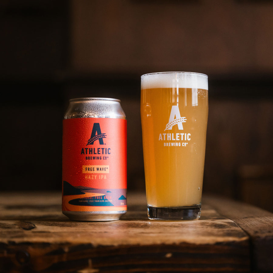 can of Free Wave and glass