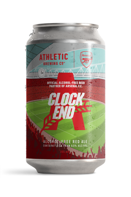 Official Arsenal F.C. partner "Clock End" alcohol-free red ale Athletic Brewing
