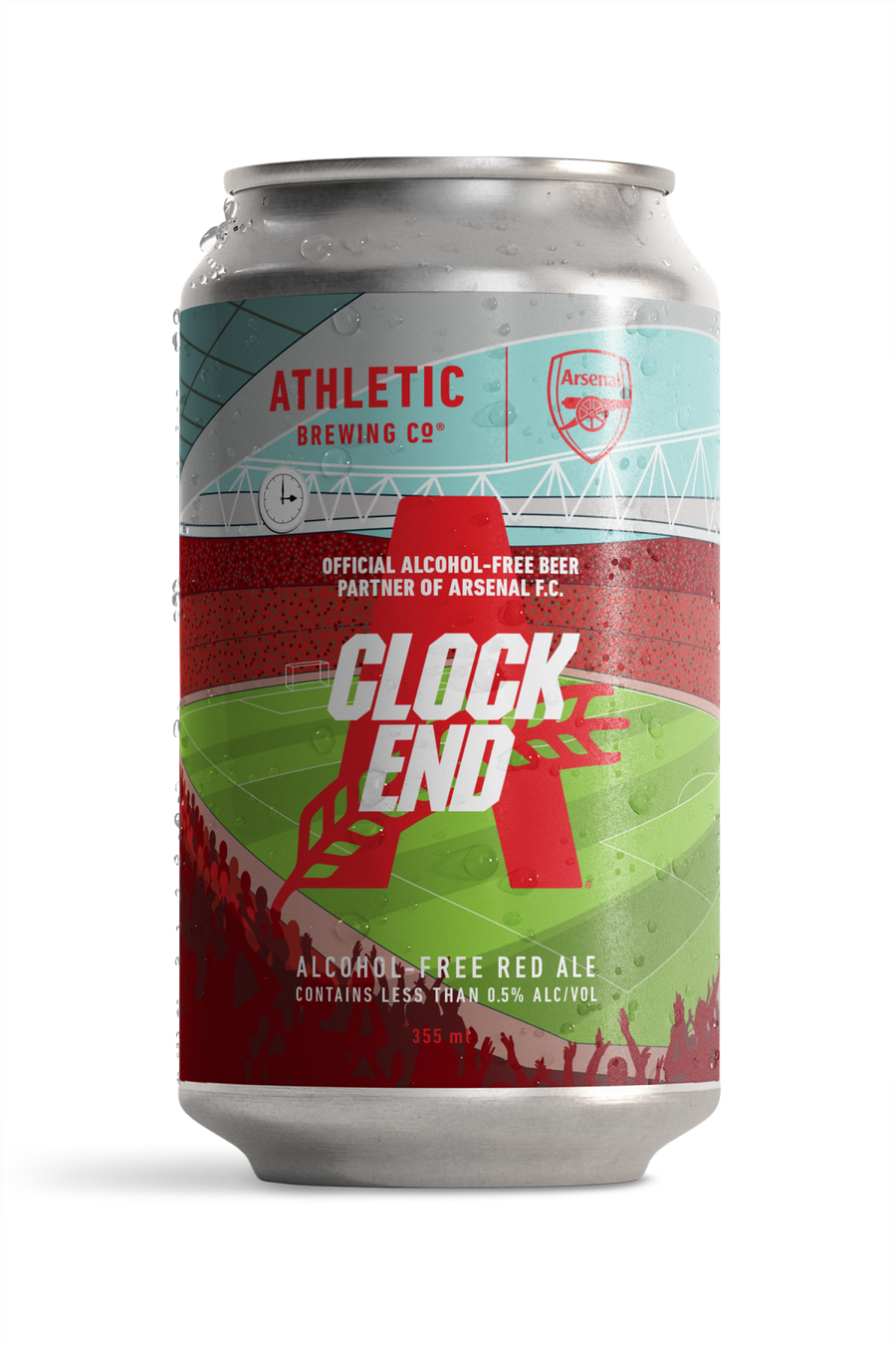 Official Arsenal F.C. partner "Clock End" alcohol-free red ale Athletic Brewing